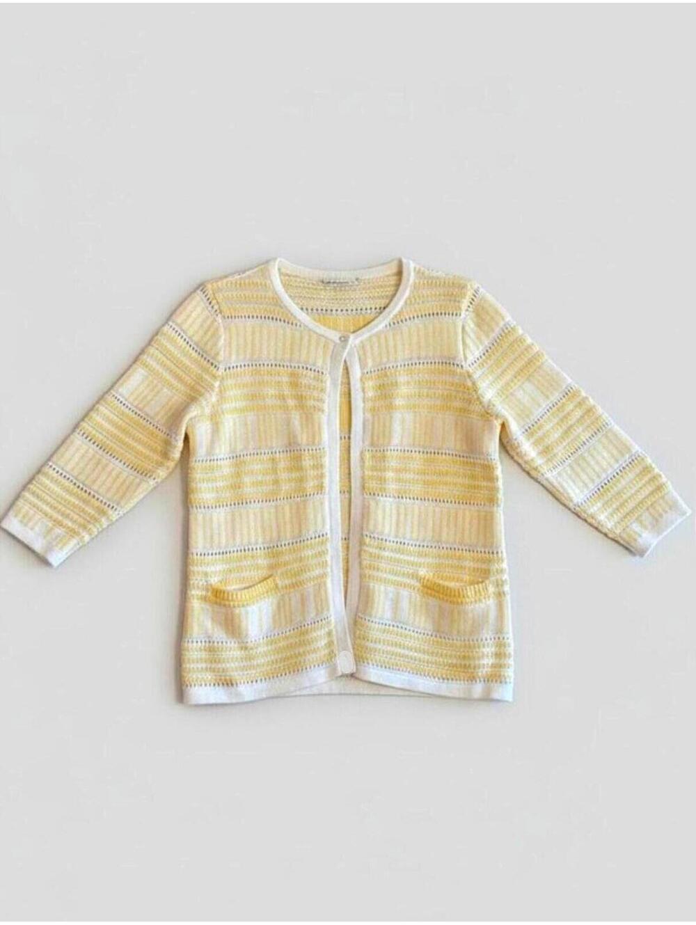 Christopher & Banks Yellow Cottagecore Cardigan S/M Crochet Knit Sweater Boho